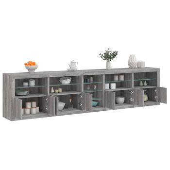 Aparador | Aparador De Comedor | Armario De Cocina Con Luces Led Gris Sonoma 283x37x67 Cm Cfw9031436