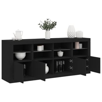 Aparador | Aparador De Comedor | Armario De Cocina Con Luces Led Negro 163x37x67 Cm Cfw6507056