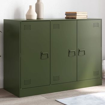 Aparador | Aparador De Comedor | Armario De Cocina De Acero Verde Oliva 99x39x73 Cm Cfw9136732