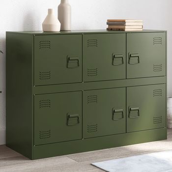 Aparador | Aparador De Comedor | Armario De Cocina De Acero Verde Oliva 99x39x73 Cm Cfw6977909