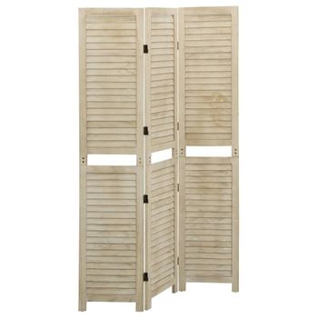 Biombo Divisor De 3 Paneles | Separador De Ambientes De Madera Maciza De Paulownia 105x165 Cm Cfw744830