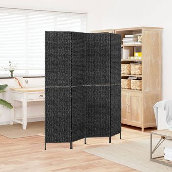 Biombo Divisor De 4 Paneles | Separador De Ambientes Jacinto De Agua Negro 163x180 Cm Cfw744855