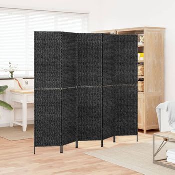 Biombo Divisor De 5 Paneles | Separador De Ambientes Jacinto De Agua Negro 205x180 Cm Cfw744877