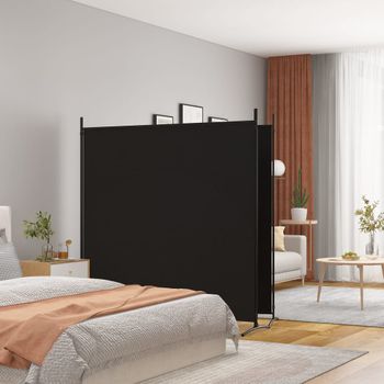 Biombo Divisor De 2 Paneles | Separador De Ambientes De Tela Negro 348x180 Cm Cfw744927