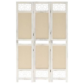 Biombo Divisor De 3 Paneles | Separador De Ambientes De Tela Color Crema 105x165 Cm Cfw744940