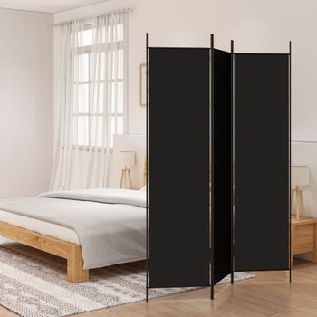 Biombo Divisor De 3 Paneles | Separador De Ambientes De Tela Negro 150x200 Cm Cfw744949