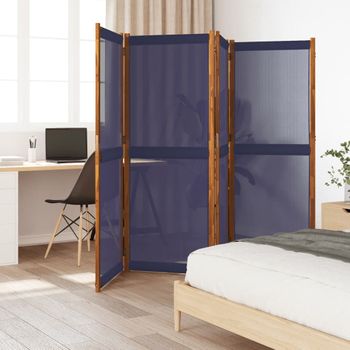 Biombo Divisor De 4 Paneles | Separador De Ambientes Azul Oscuro 280x180 Cm Cfw744964