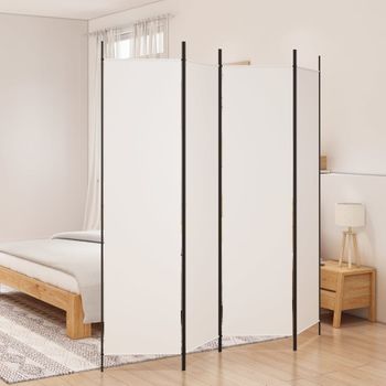 Biombo Divisor De 4 Paneles | Separador De Ambientes De Tela Blanco 200x200 Cm Cfw744969