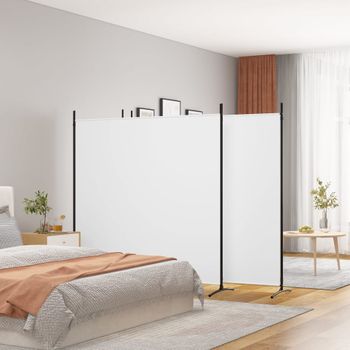 Biombo Divisor De 4 Paneles | Separador De Ambientes De Tela Blanco 698x180 Cm Cfw744971