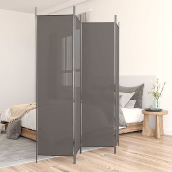 Biombo Divisor De 4 Paneles | Separador De Ambientes De Tela Gris Antracita 698x180 Cm Cfw744978