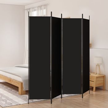 Biombo Divisor De 4 Paneles | Separador De Ambientes De Tela Negro 200x200 Cm Cfw744988