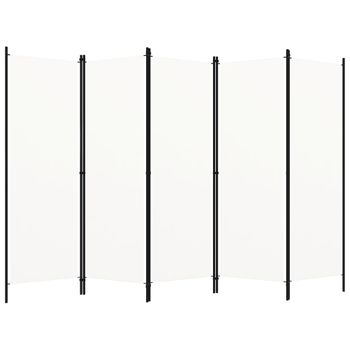 Biombo Divisor De 5 Paneles | Separador De Ambientes Blanco 250x180 Cm Cfw745005