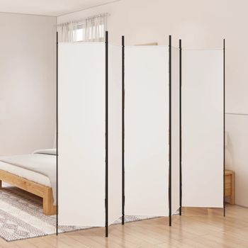 Biombo Divisor De 5 Paneles | Separador De Ambientes De Tela Blanco 250x200 Cm Cfw745010