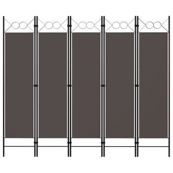 Biombo Divisor De 5 Paneles | Separador De Ambientes Gris Antracita 200x180 Cm Cfw745032