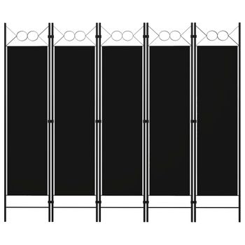 Biombo Divisor De 5 Paneles | Separador De Ambientes Negro 200x180 Cm Cfw745038