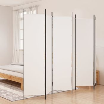 Biombo Divisor De 6 Paneles | Separador De Ambientes De Tela Blanco 300x200 Cm Cfw745048