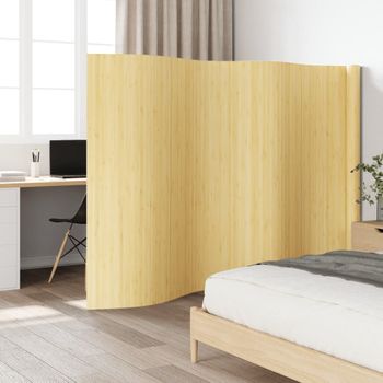 Biombo Divisor | Separador De Ambientes De Bambú Color Natural Claro 165x600 Cm Cfw745088