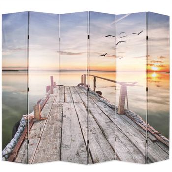 Biombo Divisor | Separador De Ambientes Plegable 228x170 Cm Lago Cfw745113