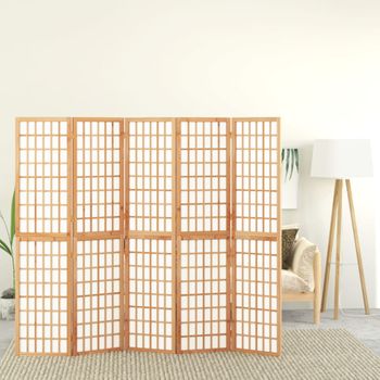 Biombo Divisor Plegable Con 5 Paneles | Separador De Ambientes Estilo Japonés 200x170 Cm Cfw745123