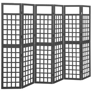 Biombo/enrejado De 6 Paneles | Separador De Ambientes Madera De Abeto Negro 242,5x180 Cm Cfw745306