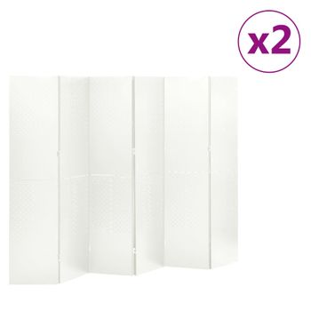 Biombos Divisores De 6 Paneles | Separador De Ambientes 2 Uds Blanco Acero 240x180 Cm Cfw745307