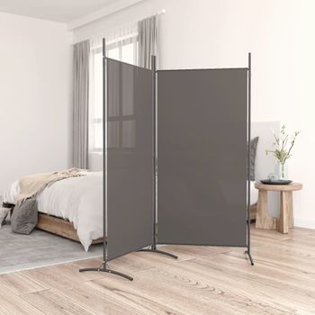 Biombo Divisor De 2 Paneles | Separador De Ambientes De Tela Gris Antracita 175x180 Cm Cfw1070356