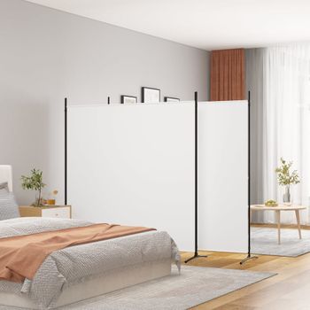 Biombo Divisor De 3 Paneles | Separador De Ambientes De Tela Blanco 525x180 Cm Cfw2958726