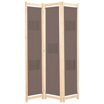 Biombo Divisor De 3 Paneles | Separador De Ambientes De Tela Marrón 120x170x4 Cm Cfw5368333