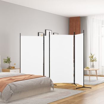 Biombo Divisor De 4 Paneles | Separador De Ambientes De Tela Blanco 346x180 Cm Cfw7200673