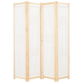 Biombo Divisor De 4 Paneles | Separador De Ambientes De Tela Color Crema 160x170x4 Cm Cfw1076202