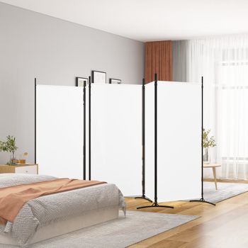 Biombo Divisor De 5 Paneles | Separador De Ambientes De Tela Blanco 433x180 Cm Cfw5270298