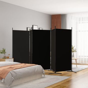 Biombo Divisor De 5 Paneles | Separador De Ambientes De Tela Negro 433x180 Cm Cfw4873313