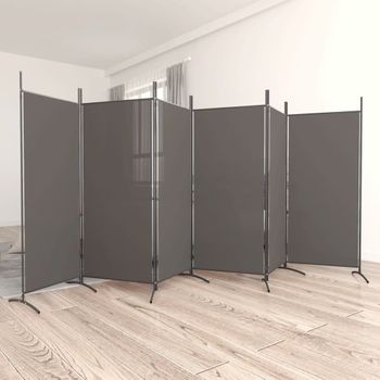 Biombo Divisor De 6 Paneles | Separador De Ambientes De Tela Gris Antracita 520x180 Cm Cfw9293676