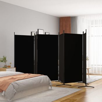 Biombo Divisor De 6 Paneles | Separador De Ambientes De Tela Negro 520x180 Cm Cfw4683323