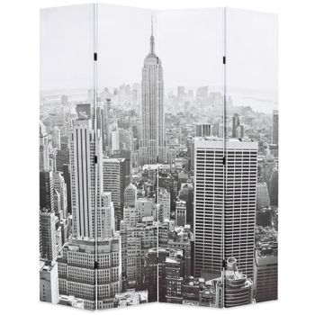 Biombo Divisor | Separador De Ambientes Plegable 160x170 Cm Nueva York Blanco Y Negro Cfw1816378