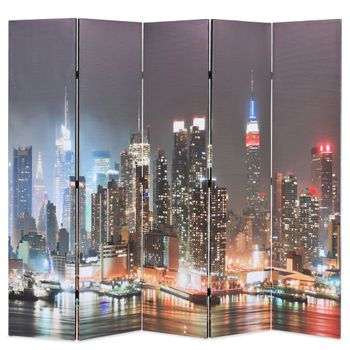 Biombo Divisor | Separador De Ambientes Plegable 200x170 Cm Nueva York De Noche Cfw9882425