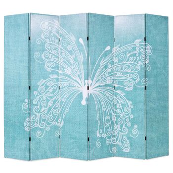 Biombo Divisor | Separador De Ambientes Plegable 228x170 Cm Mariposa Azul Cfw8956053