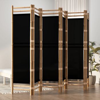 Biombo Plegable De 6 Paneles | Separador De Ambientes Bambú Y Lona 240 Cm Cfw5693899