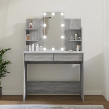 Tocador | Mesa Tocador | Tocador De Maquillaje Con Led Gris Sonoma 96x40x142 Cm Cfw799576