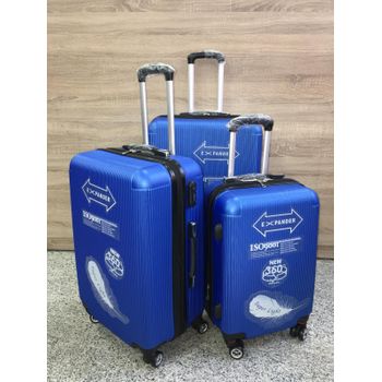 Set 3 Maletas Azul 8 Ruedas Giratorias Doble Cremallera Expandible ¡envio Gratis!