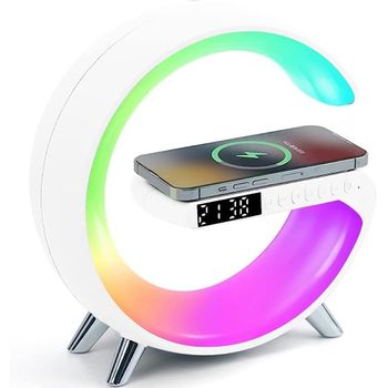 Lámpara Led Con Altavoz De Mesa, Luz De Ambiente Rgb Con Cargador Inalámbrico -karawan