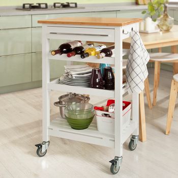 Carrito de cocina, carrito verdulero KARA armazón blanco