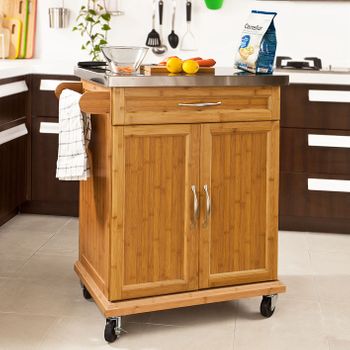 Mueble Auxiliar Industriale Con Ruedas Para Cocina Roble Krokberg Y Negro  88x72cm con Ofertas en Carrefour