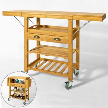 SAYZH Carrito con 4 Niveles Fruteros de Cocina con Ruedas, Cesta