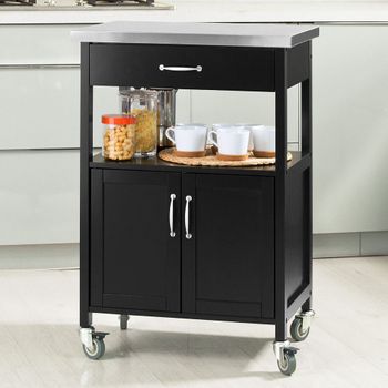 Mueble Auxiliar Industriale Con Ruedas Para Cocina Roble Krokberg Y Negro  88x72cm con Ofertas en Carrefour