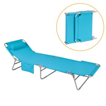 Tumbona Inclinable De Acero Plegable Azul