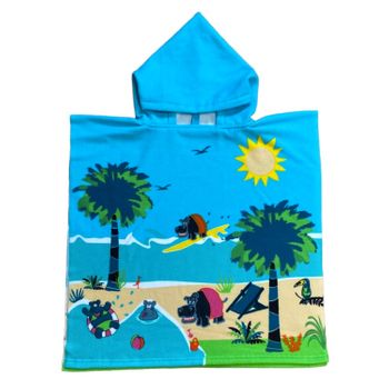 Poncho Infantil De Microfibra Hippo