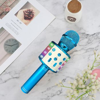 Veanxin Ws88/l Micrófono De Karaoke Inalámbrico De Mano Micrófono De Altavoz Usb Para Niños - Azul