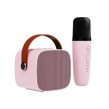 Veanxin K1 Karaoke Teléfono Para Niños Que Cantan Altavoz Bluetooth Micrófono Inalámbrico Reunión Estilo Familiar - Rosa