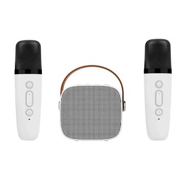 Veanxin K1 Karaoke Teléfono Para Niños Que Cantan Altavoz Bluetooth Micrófono Inalámbrico Reunión Estilo Familiar - Blanco